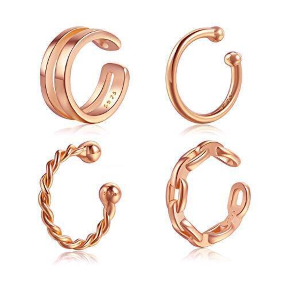 7812 Ear Cuffs 18K Rose Gold Plated 925 Sterling Silver Cuff Earrings